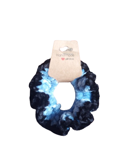 Small Blue/Black Velvet Scrunchie