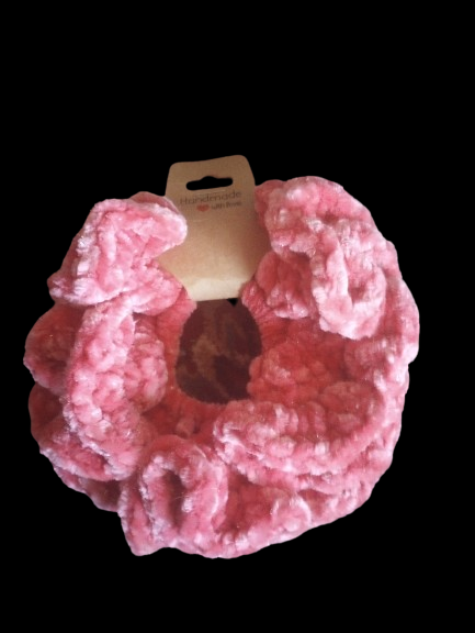 Large Coral Velvet Scrunchie