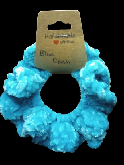 Small Bright Blue Velvet Scrunchie